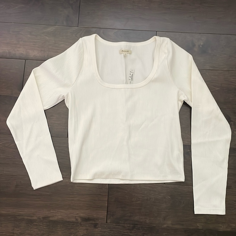 Madewell Square Neck Ling Sleeve Ribbed Top NWT